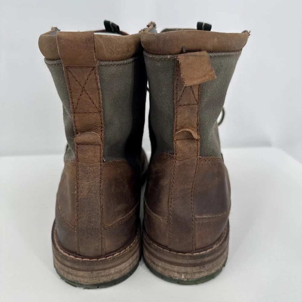 Barbour Mens Size 10 Chucka Boots Leather Canvas Tartan Brown Green Lace Up